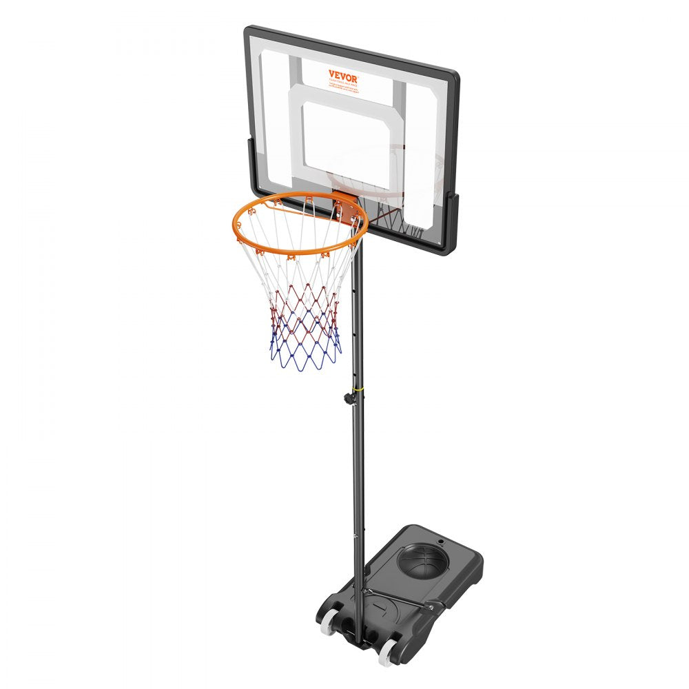 AMITOOLS Basketball Hoop, 5-7 ft Adjustable Height Portable Backboard System, 32 inch Basketball Hoop & Goal, Kids & Adults Basketball Set with Wheels, Stand, and Fillable Base, for Outdoor/Indoor