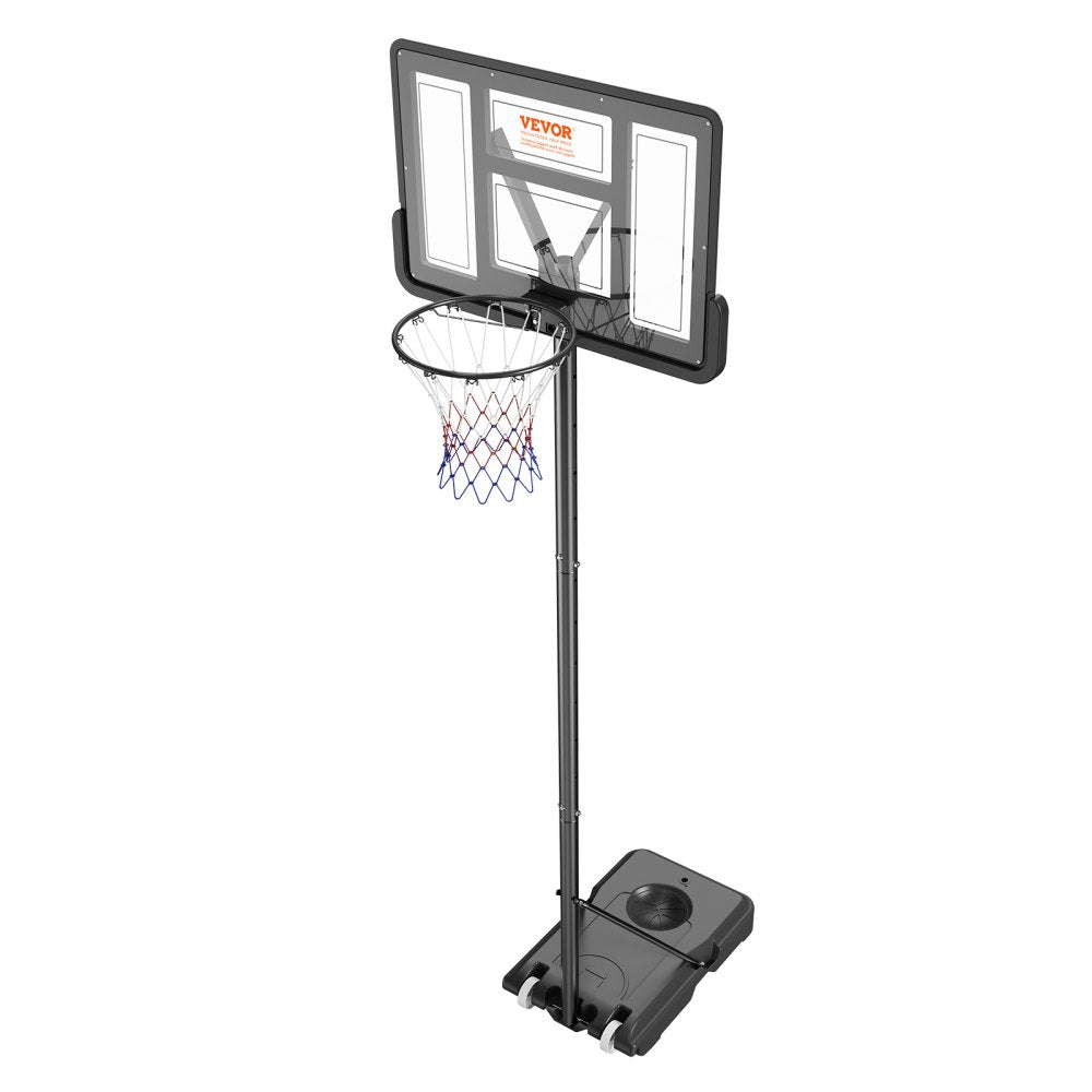 AMITOOLS Basketball Hoop, 4-10 ft Adjustable Height Portable Backboard System, 44 inch Basketball Hoop & Goal, Kids & Adults Basketball Set with Wheels, Stand, and Fillable Base, for Outdoor/Indoor