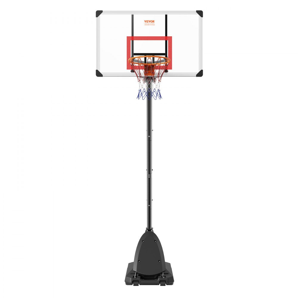 AMITOOLS Basketball Hoop, 7.6-10 ft Adjustable Height Portable Backboard System, 50 inch Basketball Hoop & Goal, Kids & Adults Basketball Set with Wheels, Stand, and Fillable Base, for Outdoor/Indoor