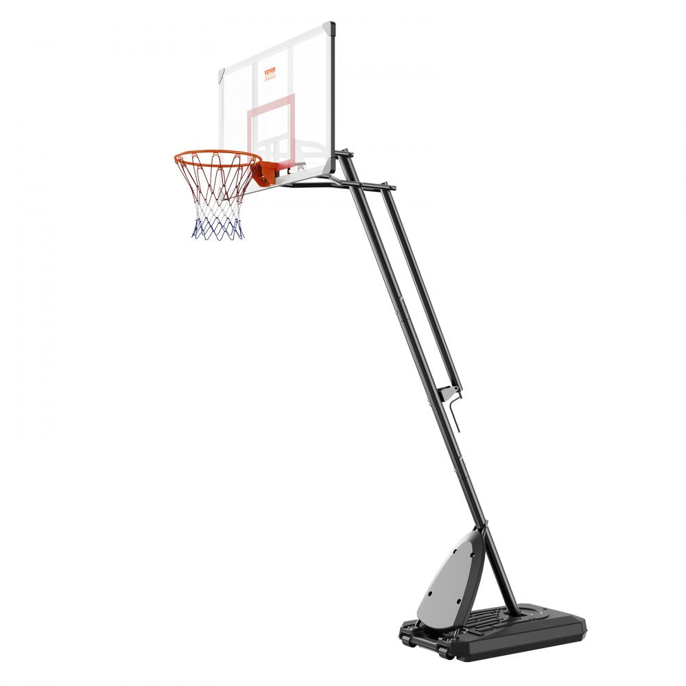 AMITOOLS Basketball Hoop, 7.6-10 ft Adjustable Height Portable Backboard System, 50 inch Basketball Hoop & Goal, Kids & Adults Basketball Set with Wheels, Stand, and Fillable Base, for Outdoor/Indoor