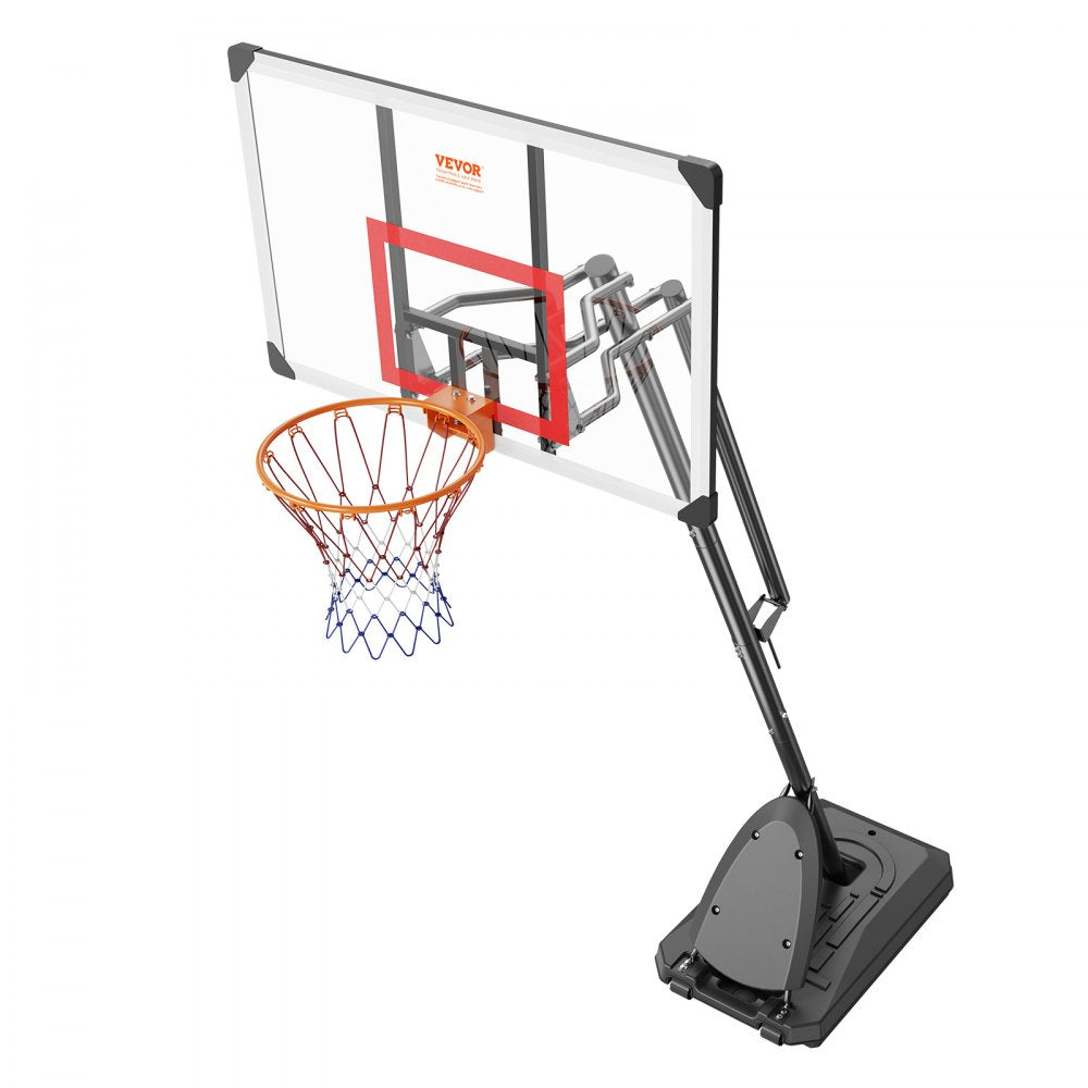 AMITOOLS Basketball Hoop, 7.6-10 ft Adjustable Height Portable Backboard System, 50 inch Basketball Hoop & Goal, Kids & Adults Basketball Set with Wheels, Stand, and Fillable Base, for Outdoor/Indoor