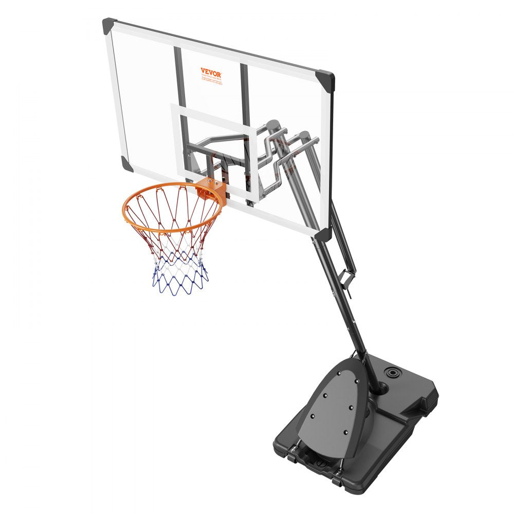 AMITOOLS Basketball Hoop, 7.6-10 ft Adjustable Height Portable Backboard System, 54 inch Basketball Hoop & Goal, Kids & Adults Basketball Set with Wheels, Stand, and Fillable Base, for Outdoor/Indoor