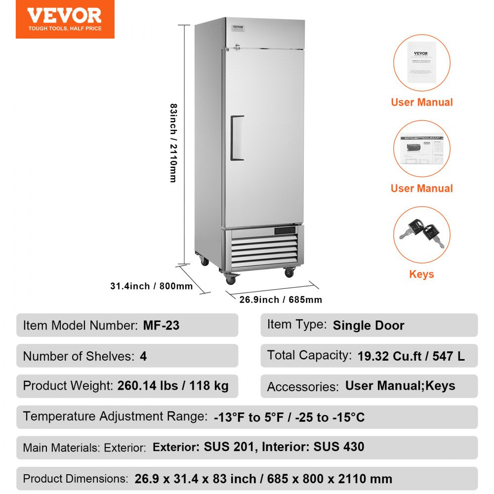 AMITOOLS Commercial Freezer 19.32 Cu.ft, Reach In 27