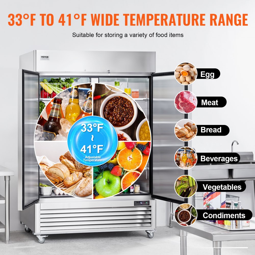 AMITOOLS Commercial Refrigerator 44.21 Cu.ft, Reach In 54.4