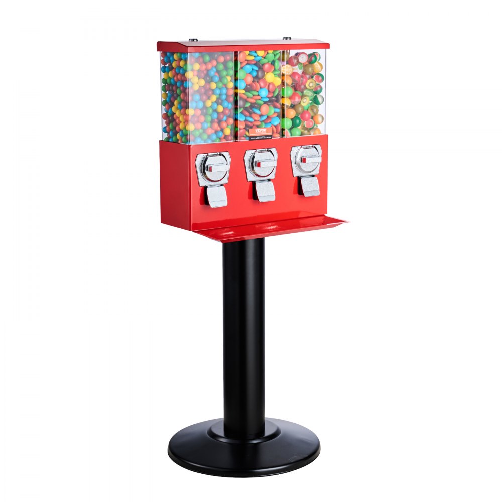 AMITOOLS Gumball Machine with Stand Vending Coin Bank Vintage Candy Dispenser Red