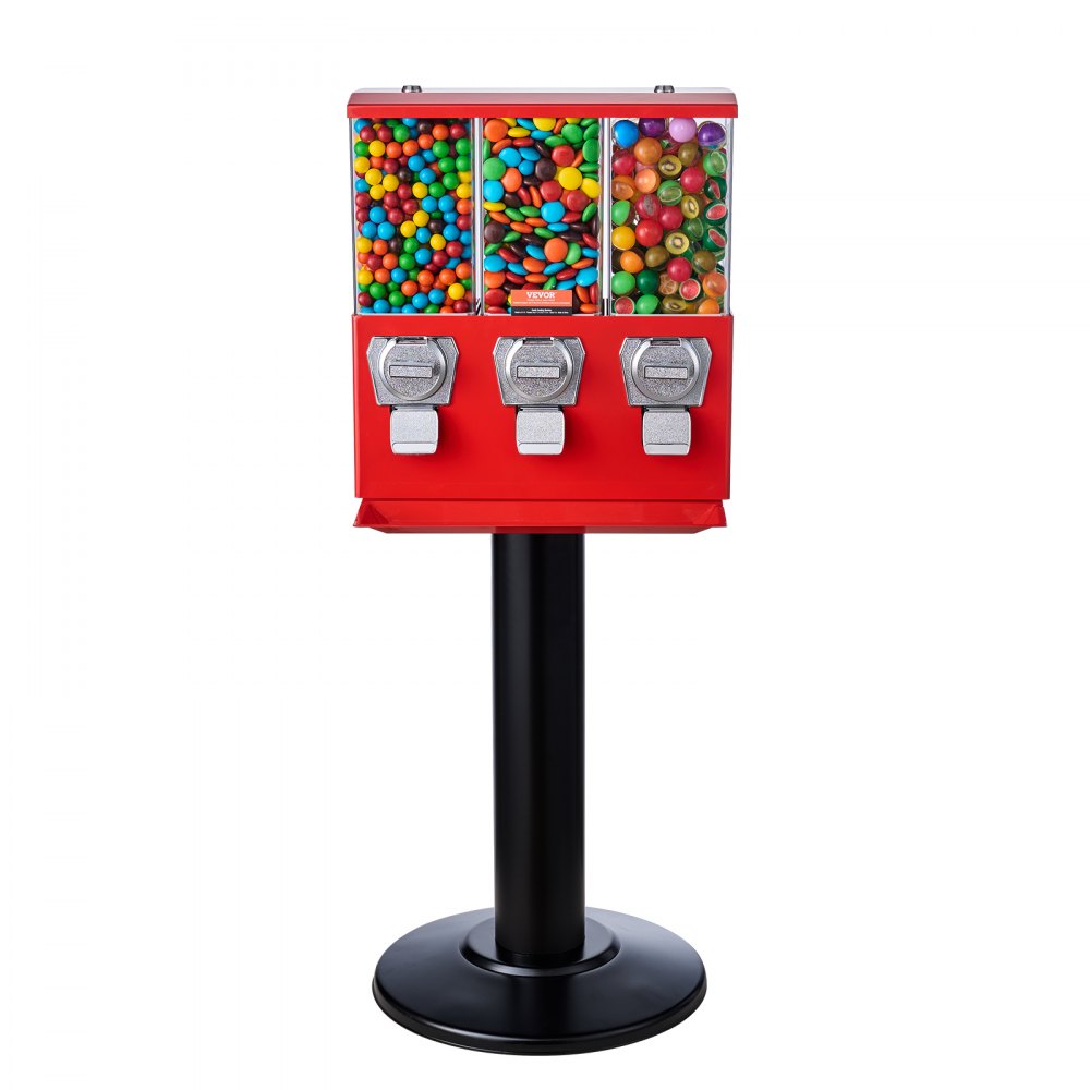 AMITOOLS Gumball Machine with Stand Vending Coin Bank Vintage Candy Dispenser Red