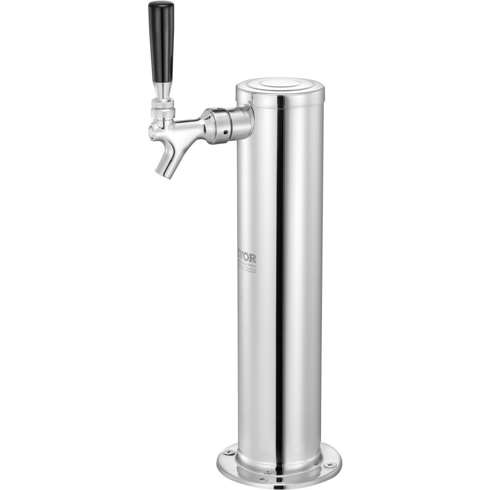 AMITOOLS Kegerator Tower Kit, Single Tap Beer Conversion Kit, Stainless Steel Keg Beer Tower Dispenser with Dual Gauge CGA320 Regulator & D-System Keg Coupler, Self-Closing Spring for Party Bar Home