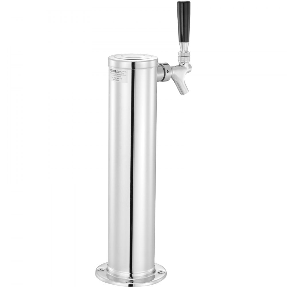 AMITOOLS Kegerator Tower Kit, Single Tap Beer Conversion Kit, Stainless Steel Keg Beer Tower Dispenser with Dual Gauge CGA320 Regulator & D-System Keg Coupler, Self-Closing Spring for Party Bar Home