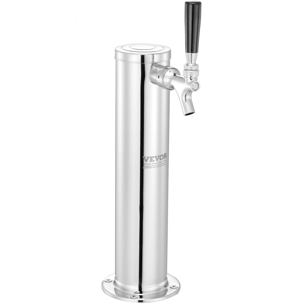 AMITOOLS Single Faucet Draft Beer Tower Dispenser, Stainless Steel Keg Beer Tower, Kegerator Tower Kit with Pre-Assembled Tubing and Self-Closing Faucet Shank for Party, Bar, Pub, Restaurant