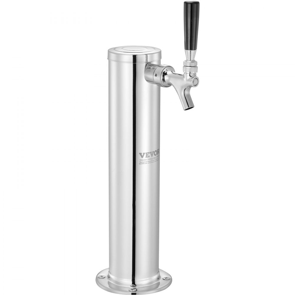 AMITOOLS Single Faucet Draft Beer Tower Dispenser, Stainless Steel Keg Beer Tower, Kegerator Tower Kit with Pre-Assembled Tubing and Self-Closing Faucet Shank for Party, Bar, Pub, Restaurant