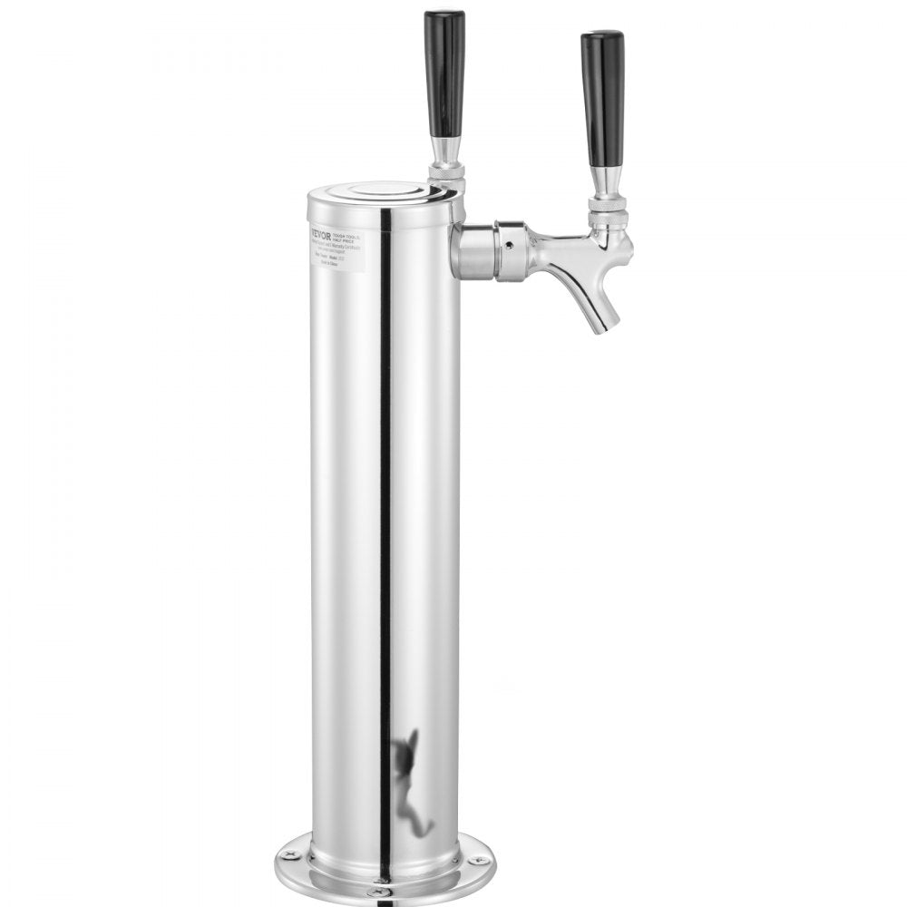 AMITOOLS Kegerator Tower Kit, Dual Taps Beer Conversion Kit, Stainless Steel Keg Beer Tower Dispenser with Dual Gauge CGA320 Regulator & D-System Keg Coupler, Self-Closing Spring for Party Bar Home