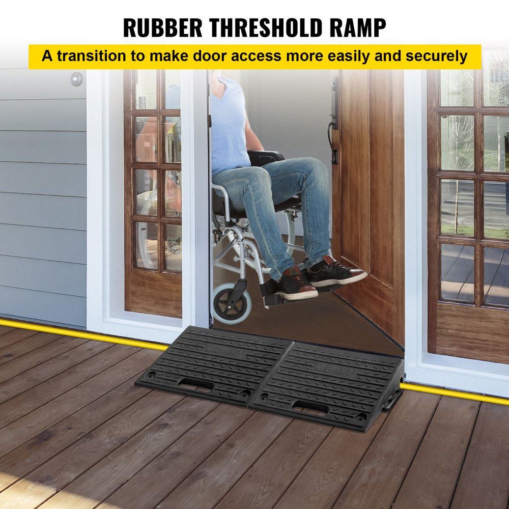 AMITOOLS Rubber Threshold Ramp, 2 Packs 1 Channel Doorway Ramp, 4