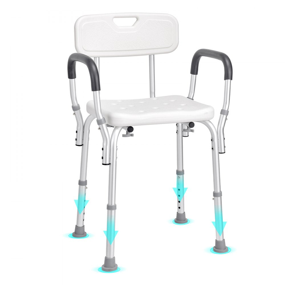 AMITOOLS Shower Chair, Shower Seat with Back, Adjustable Height Shower Stool, Shower Chair for Inside Shower Bathtub, Non-slip Bathroom Bench Bath Chair for Elderly Disabled Handicap, 350 LBS Capacity