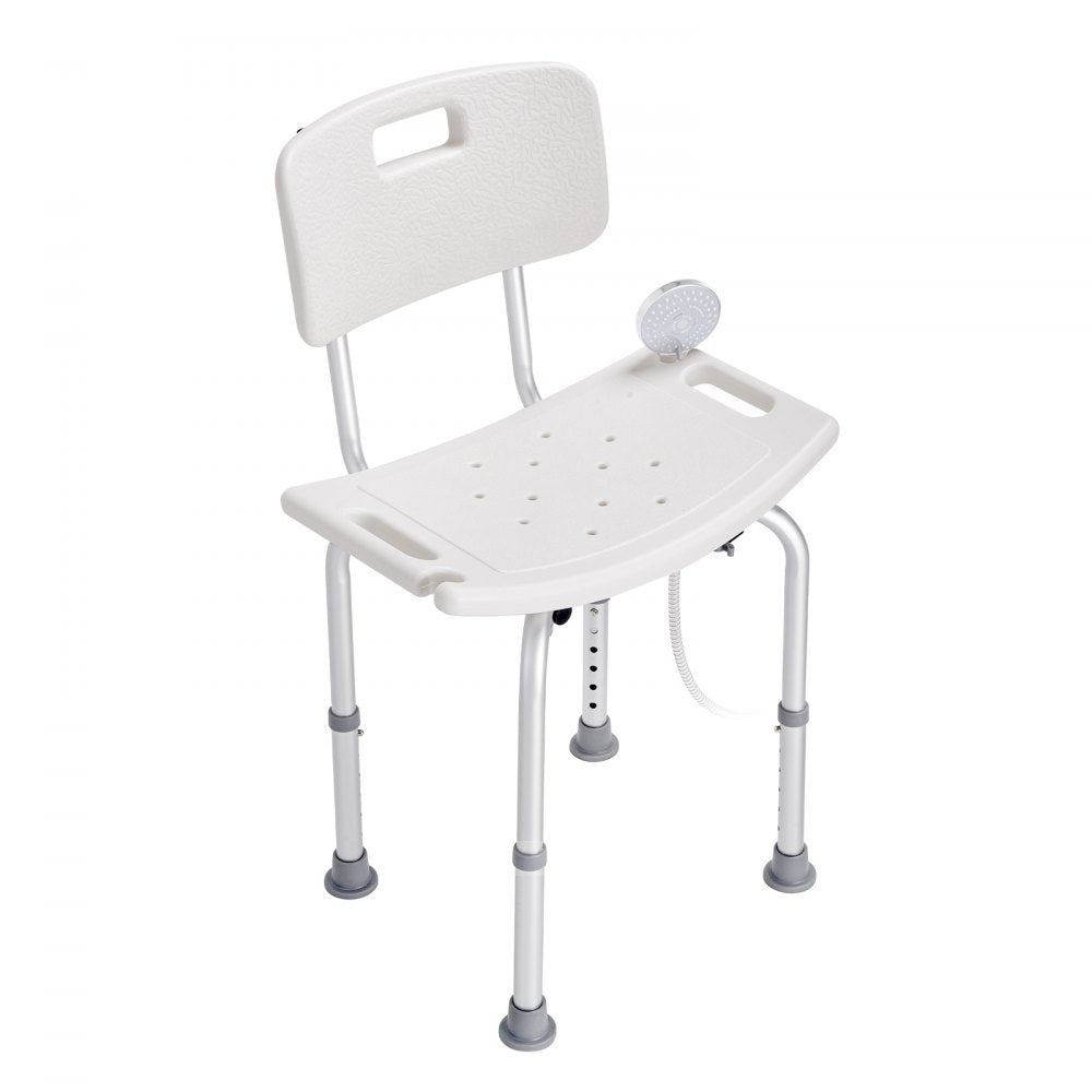 AMITOOLS Shower Chair, Shower Seat with Back, Adjustable Height Shower Stool, Shower Chair for Inside Shower Bathtub, Non-slip Bathroom Bench Bath Chair for Elderly Disabled Handicap, 350 lbs Capacity