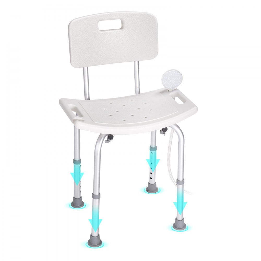 AMITOOLS Shower Chair, Shower Seat with Back, Adjustable Height Shower Stool, Shower Chair for Inside Shower Bathtub, Non-slip Bathroom Bench Bath Chair for Elderly Disabled Handicap, 350 lbs Capacity