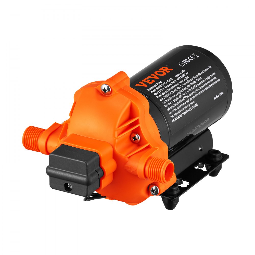 AMITOOLS Water Diaphragm Pump, 110V AC, 3.3 GPM Flow, 45 PSI Rated Pressure (40-80 PSI Adjustable), 1/2