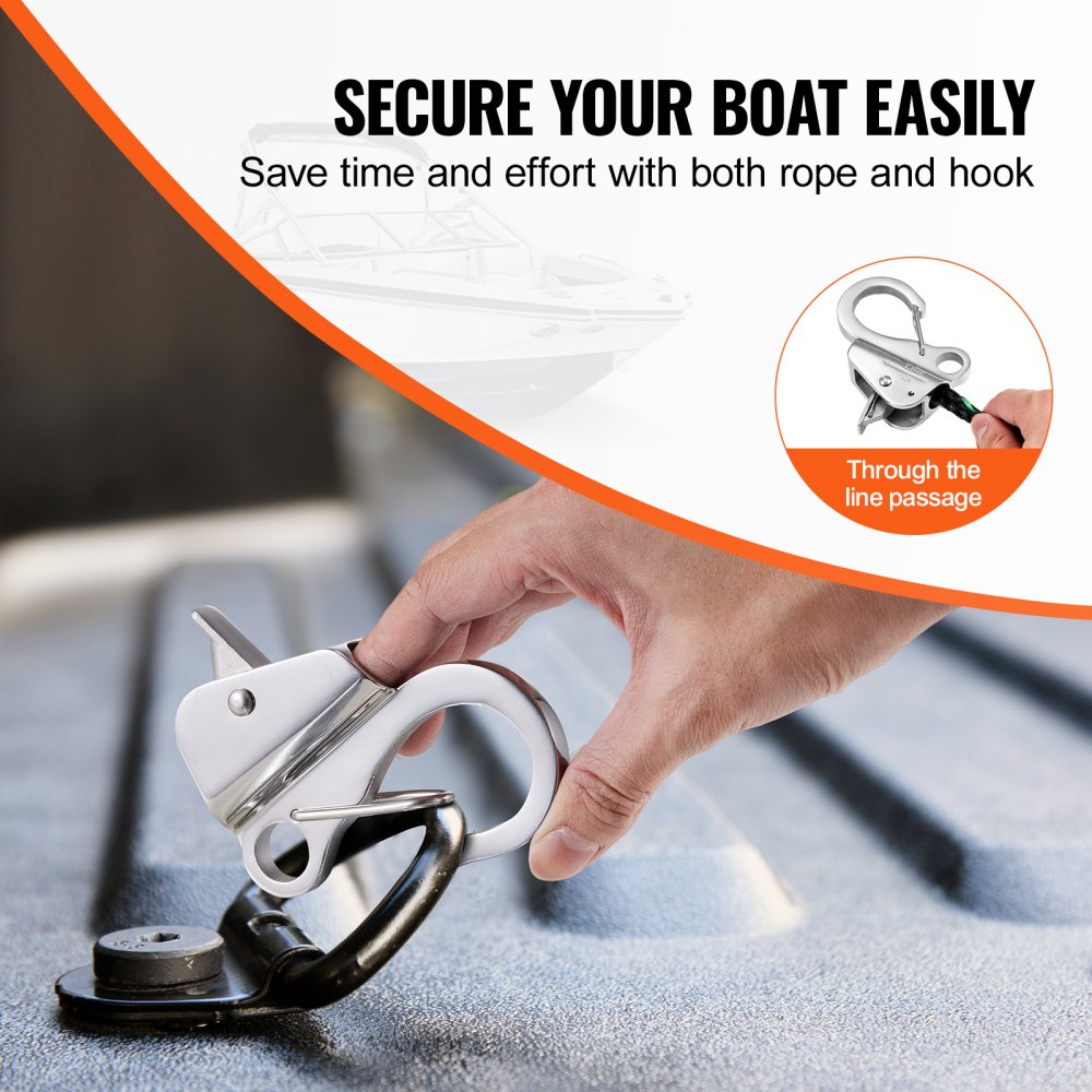 AMITOOLS Boat Anchor Hook, 304 Stainless Steel Slide Anchor, Knotless Anchor System with Quick Release, Boat Anchor Hook Clips for 3/8