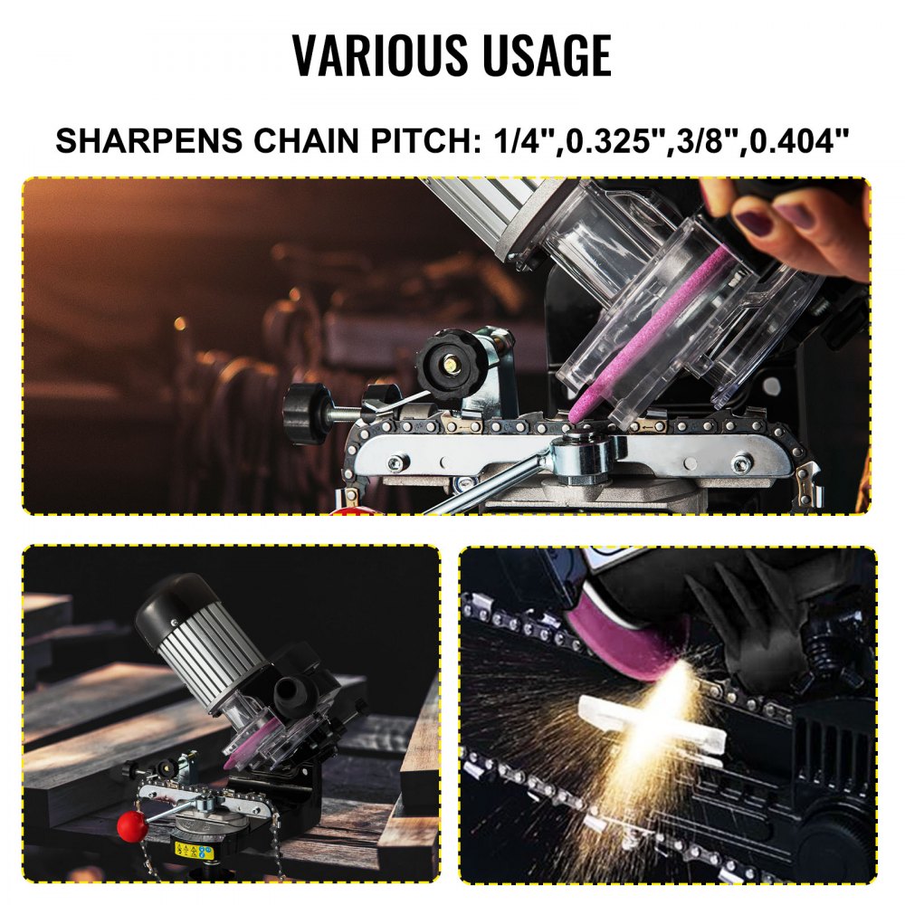 AMITOOLS Electric Chainsaw Sharpener, 230W Professional Multi-Angle Adjustable Chain Grinder 3000RPM, Electric Chainsaw Blade Sharpener for 1/4