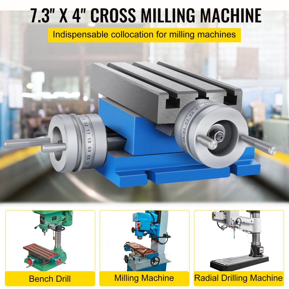 AMITOOLS Milling Machine Work Table Slide Milling Working Cross Table Machine Compound Slide Milling TablePrecision Milling Cross Worktable (7.3 x 4 Inch)