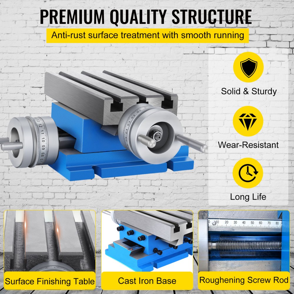 AMITOOLS Milling Machine Work Table Slide Milling Working Cross Table Machine Compound Slide Milling TablePrecision Milling Cross Worktable (7.3 x 4 Inch)