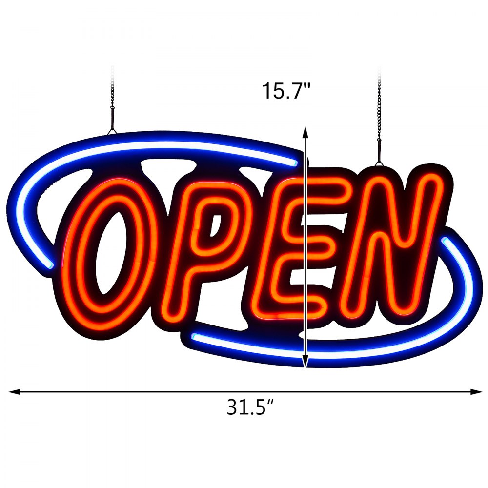 AMITOOLS Sign Open 31.5x15.7 inch Neon Open Sign 30W LED Open Sign Vertical Sign Open with 24 inch Hanging Chain and Power Adapter Bright Light for Business Outdoor (31.5