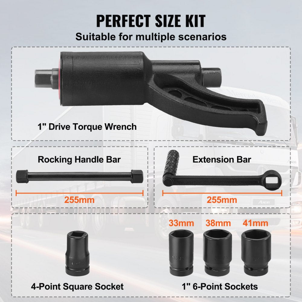 AMITOOLS Torque Multiplier, Heavy Duty Torque Multiplier Wrench Set, 1 Inch Drive Lug Nut Wrench Torque Multiplier, 1:58 4800N.m Lug Nut Remover, with 4 Sockets and Storage Case for Truck Trailer RV