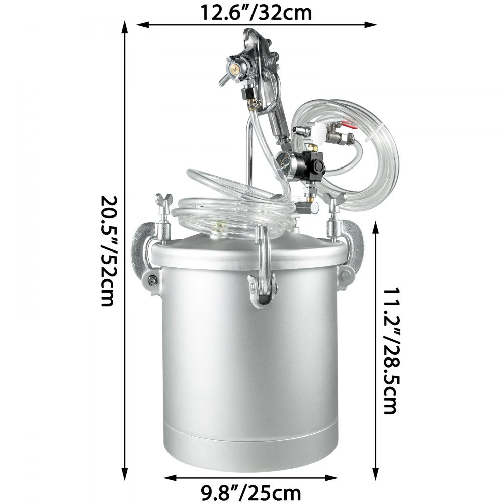 AMITOOLS Pressure Pot Tank 2.5 Gallon Paint Pressure Pot 10L Stainless Paint Tank with 2.0mm Nozzle Spray Guns and Paint Hose (10L 2.0mm)