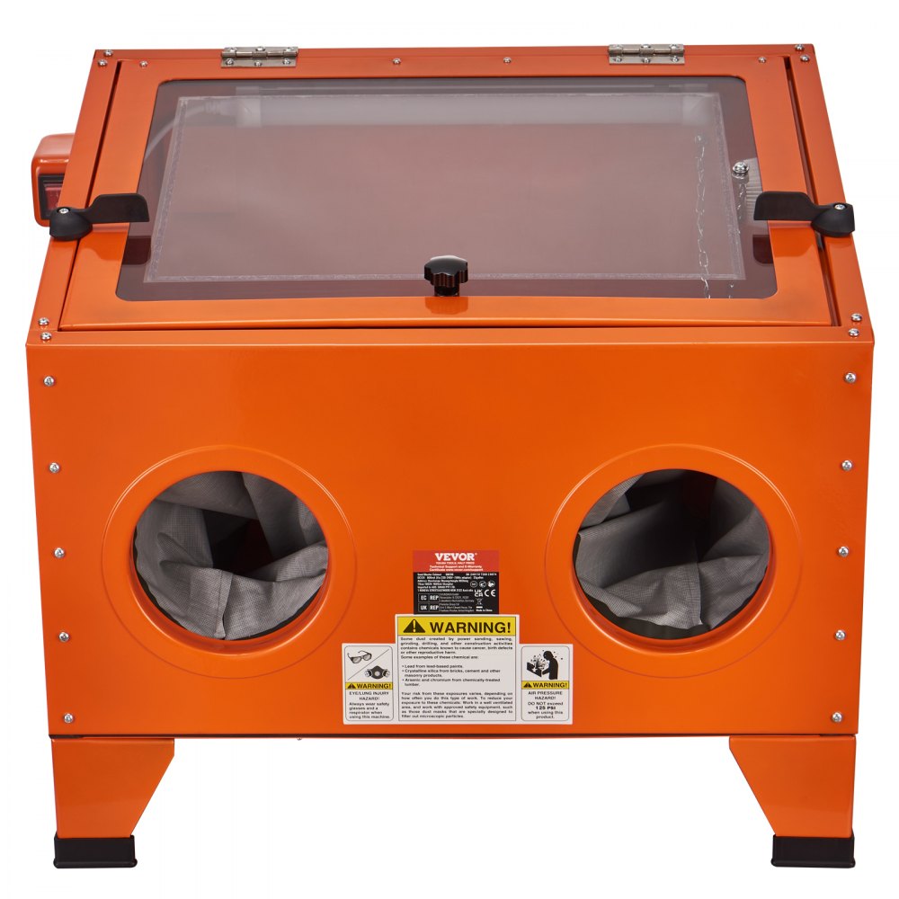 AMITOOLS 25 Gallon Sandblasting Cabinet, 40-120PSI Portable Benchtop Sand Blasting Cabinet, Heavy Duty Steel Sand Blaster with Blasting Gun & 4 Ceramic Nozzles for Paint, Stain, Rust Removal