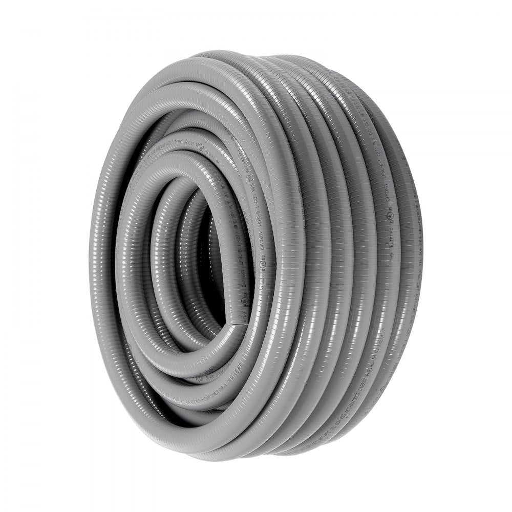 AMITOOLS 1-Inch Flexible Electrical Conduit, 100 ft, PVC Liquid-Tight Conduit Non-Metallic with 5 Straight and 5 90-Degree Conduit Connector Fittings, for Air Conditioning Motor Controller Pump, IP65