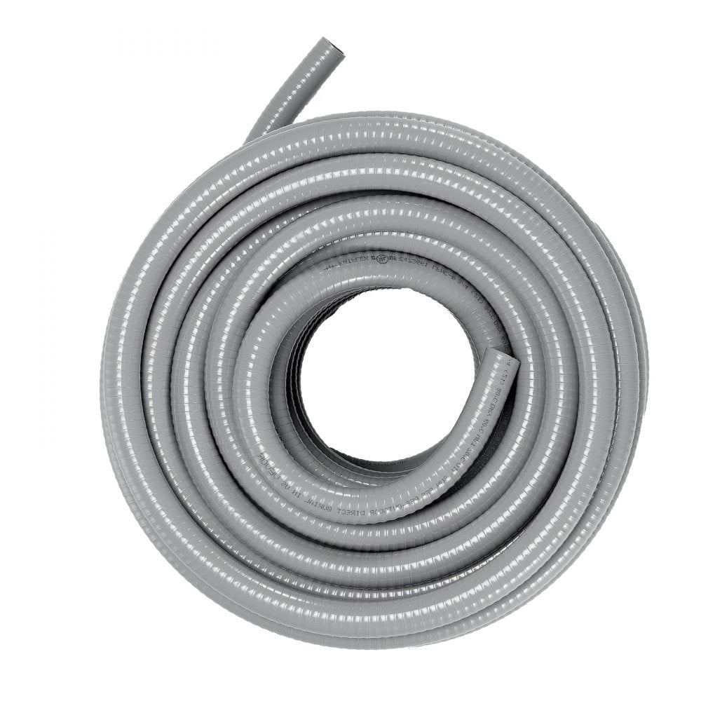 AMITOOLS 3/4-Inch Flexible Electrical Conduit, 100 ft, PVC Liquid-Tight Conduit Non-Metallic with 5 Straight and 5 90-Degree Conduit Connector Fittings, for Air Conditioning Motor Controller Pump, IP65