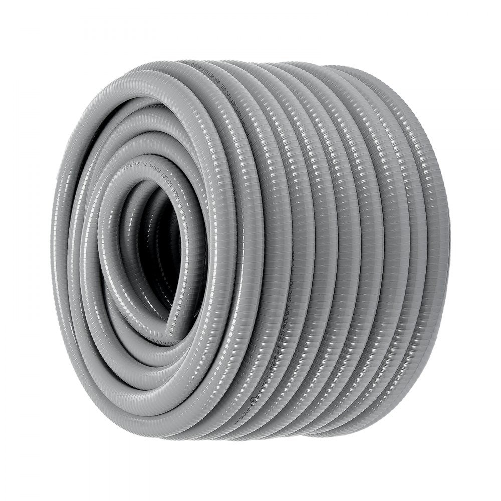 AMITOOLS 3/4-Inch Flexible Electrical Conduit, 100 ft, PVC Liquid-Tight Conduit Non-Metallic with 5 Straight and 5 90-Degree Conduit Connector Fittings, for Air Conditioning Motor Controller Pump, IP65