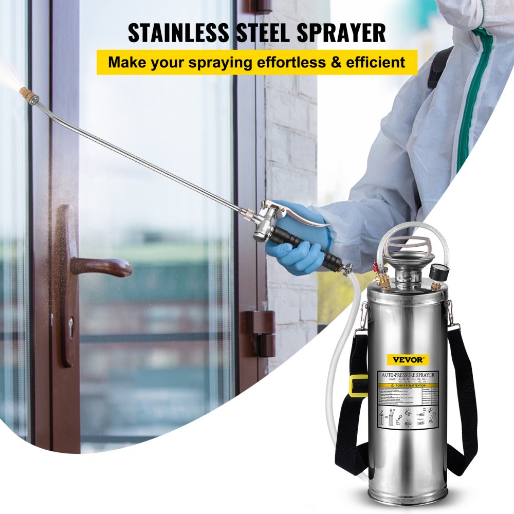 AMITOOLS 3Gal Stainless Steel Sprayer, Set with 20