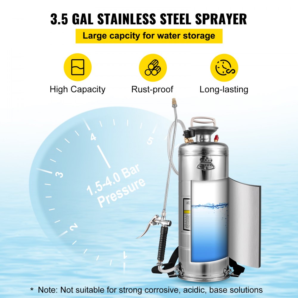 AMITOOLS 3.5Gal Stainless Steel Sprayer,l Set with 20