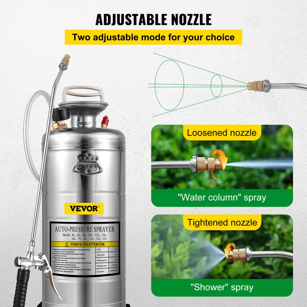 AMITOOLS 3.5Gal Stainless Steel Sprayer,l Set with 20