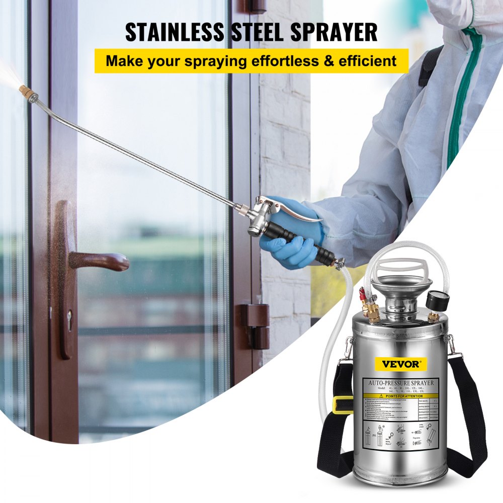 AMITOOLS 1.5Gal Stainless Steel Sprayer, Set with 16