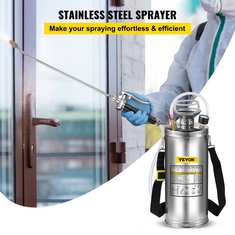 AMITOOLS 2Gal Stainless Steel Sprayer, Set with 20