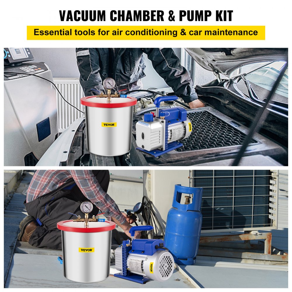 AMITOOLS3 Gallon Stainless Steel Vacuum Degassing Chamber Kit 3CFM Vacuum Pump