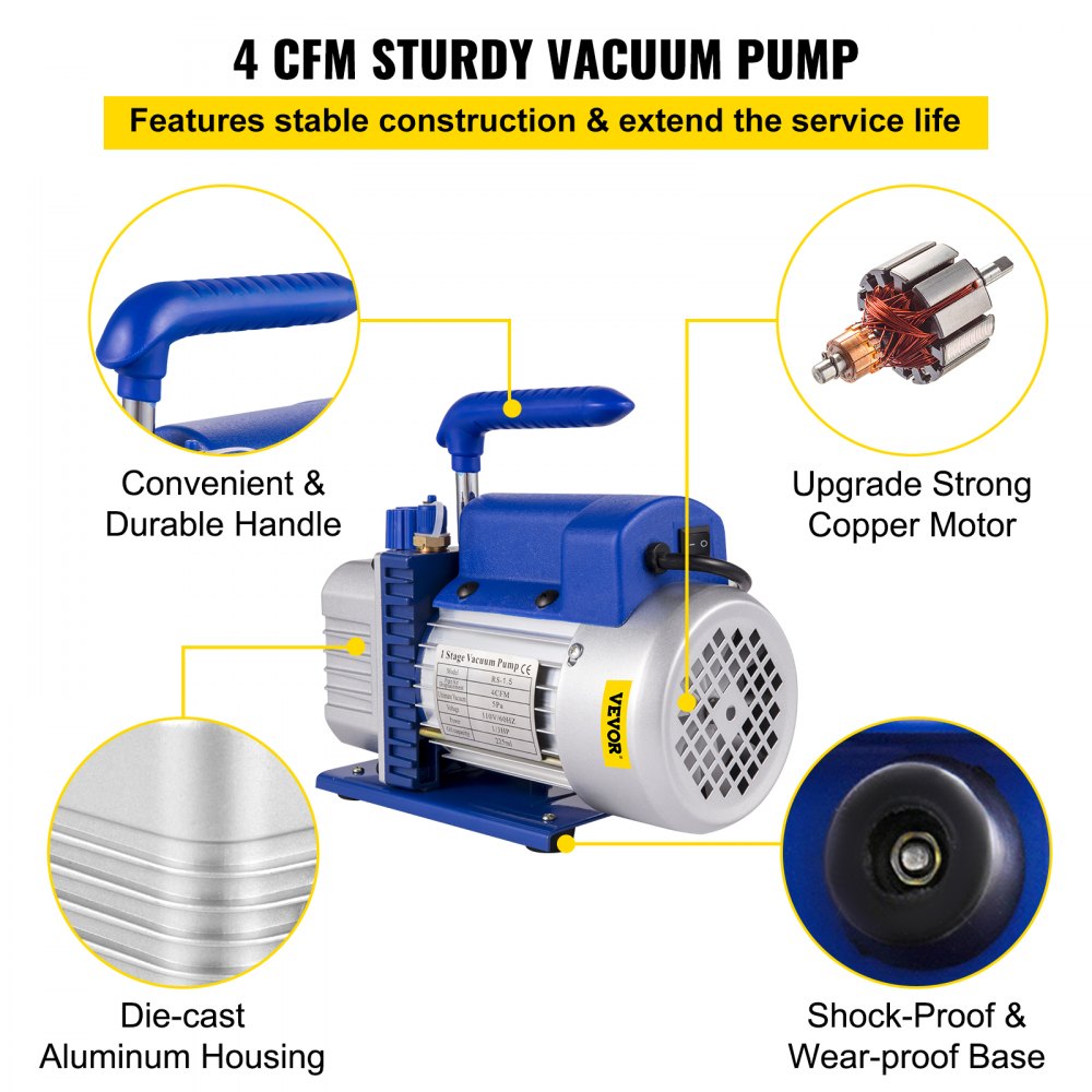 AMITOOLS Vacuum Pump 2 Gallon Vacuum Chamber Silicone Expoxy Degassing with 4CFM 1/3HP Single Stage Vacuum Pump