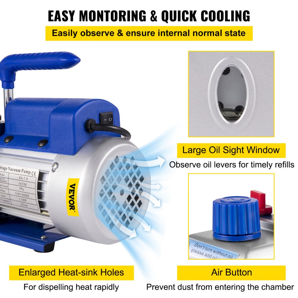 AMITOOLS Vacuum Pump 2 Gallon Vacuum Chamber Silicone Expoxy Degassing with 4CFM 1/3HP Single Stage Vacuum Pump