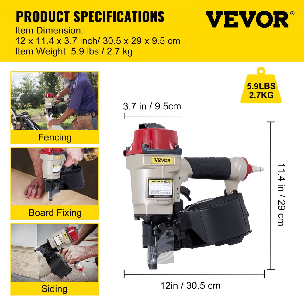 AMITOOLS Coil Siding Nailer CN55, 1 inch to 2-1/4-inch 15 Degree Pneumatic Siding Nail Gun for Siding Sheathing Wooding Fencing Decking