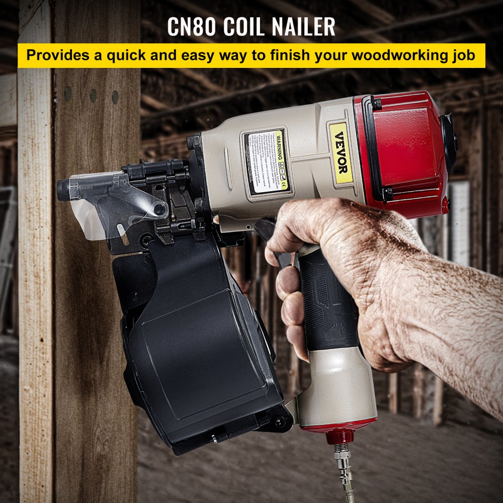 AMITOOLS Pneumatic Nail Gun CN80, Professional Coil Nailer Maximum Fastener Length 3-1/5