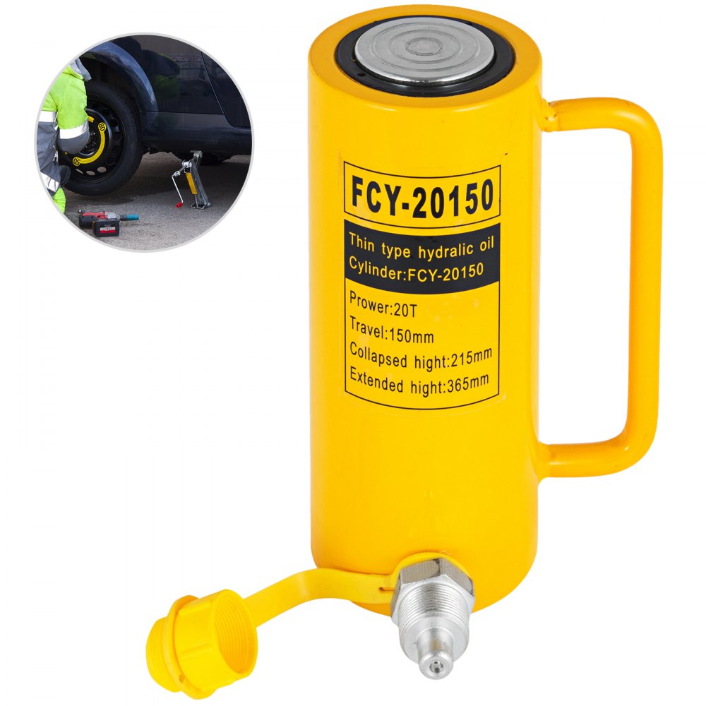 AMITOOLS Hydraulic Cylinder Jack, 20 Ton Solid Ram Hydraulic Cylinder, 6 Inch Stroke Single Acting Hydraulic Cylinder, with Quick Connector Portable Hydraulic Solid Jack Hydraulic Lifting Cylinders