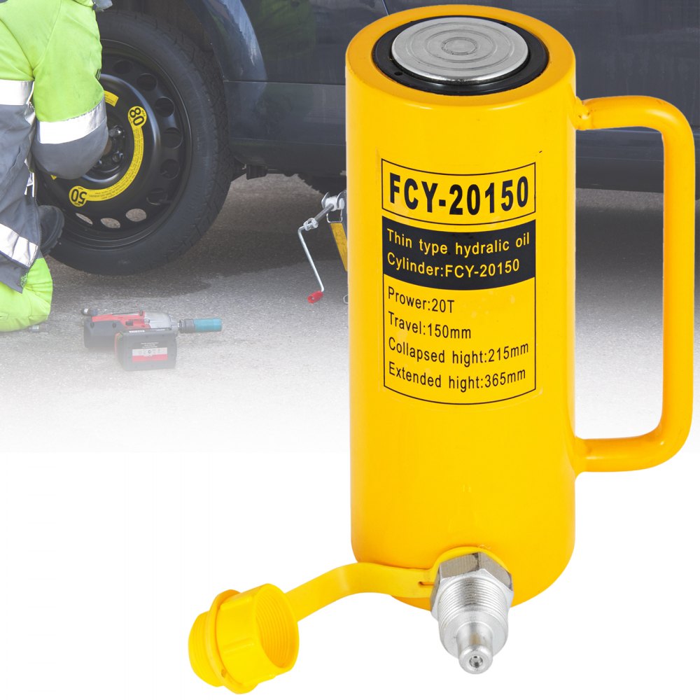 AMITOOLS Hydraulic Cylinder Jack, 20 Ton Solid Ram Hydraulic Cylinder, 6 Inch Stroke Single Acting Hydraulic Cylinder, with Quick Connector Portable Hydraulic Solid Jack Hydraulic Lifting Cylinders