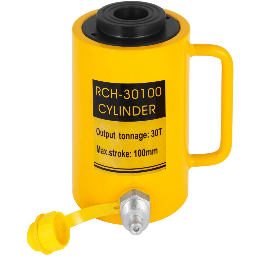 AMITOOLS Hydraulic Cylinder Jack 30Ton, 100mm Solid Ram Hydraulic Cylinder 4Inch, Stroke Single Acting Hydraulic Cylinder, w/Quick Connector Portable Hydraulic Solid Jack Industrial Lifting Jack Ram