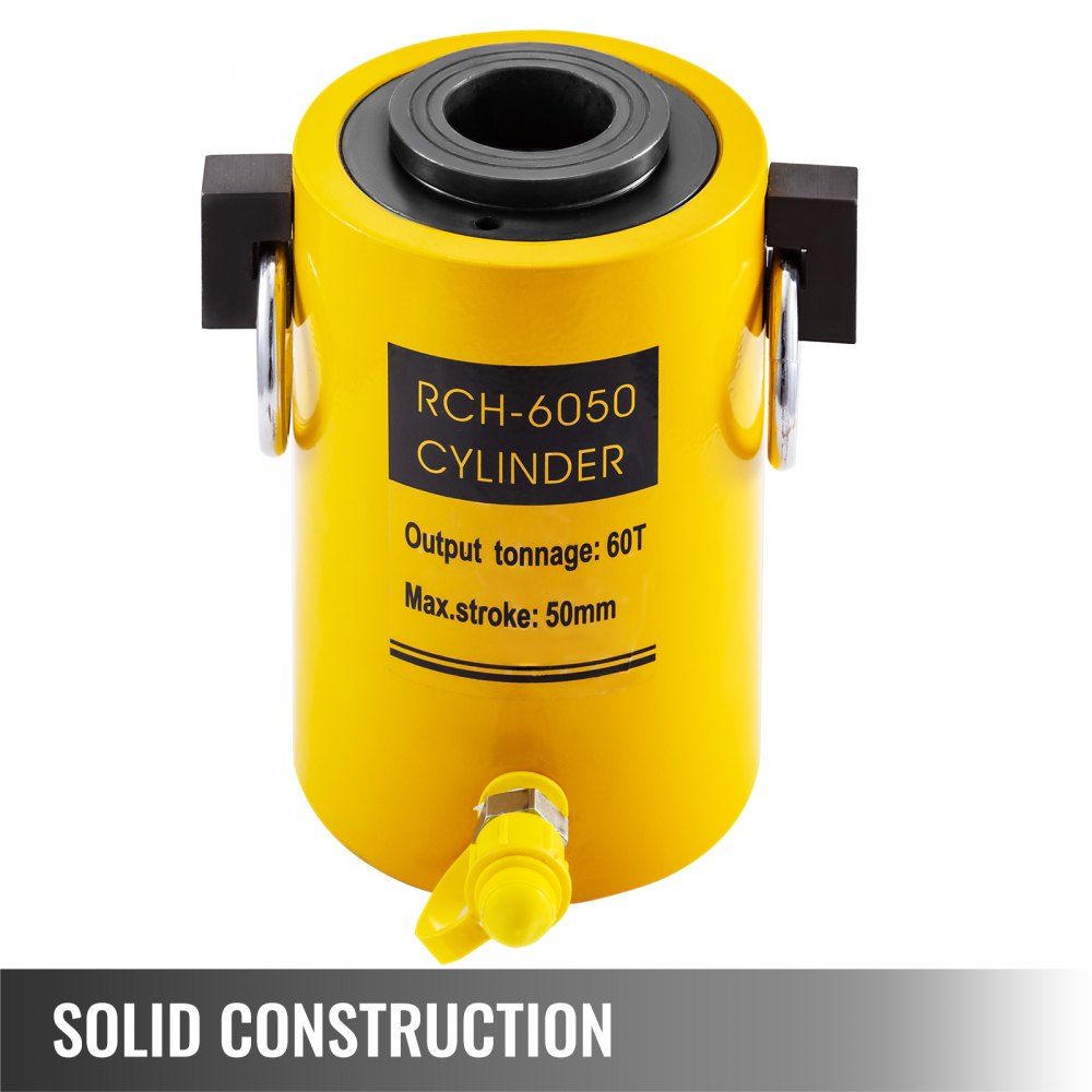 AMITOOLS 60T 2 Inch Hydraulic Cylinder Jack Hollow Single Acting Hydraulic Ram Cylinder 50mm Hydraulic Lifting Cylinders for Riggers Fabricators (60T 2 Inch Hollow)