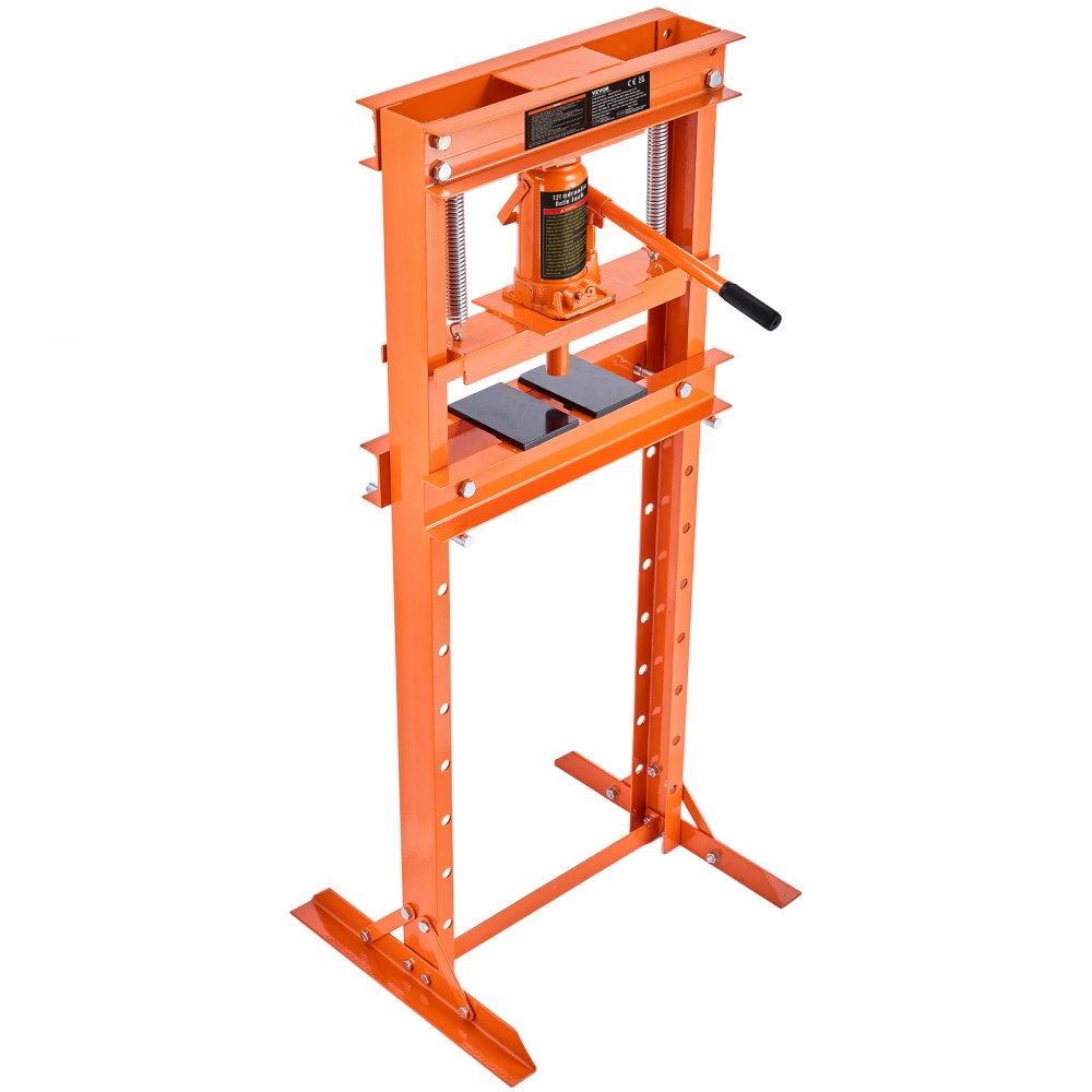 AMITOOLS Hydraulic Shop Press, 12 Ton H-Frame Hydraulic Garage/Shop Floor Press, Adjustable Shop Press with Press Plates, Heavy Duty Hydraulic Press for Garage, Shop, Workshop