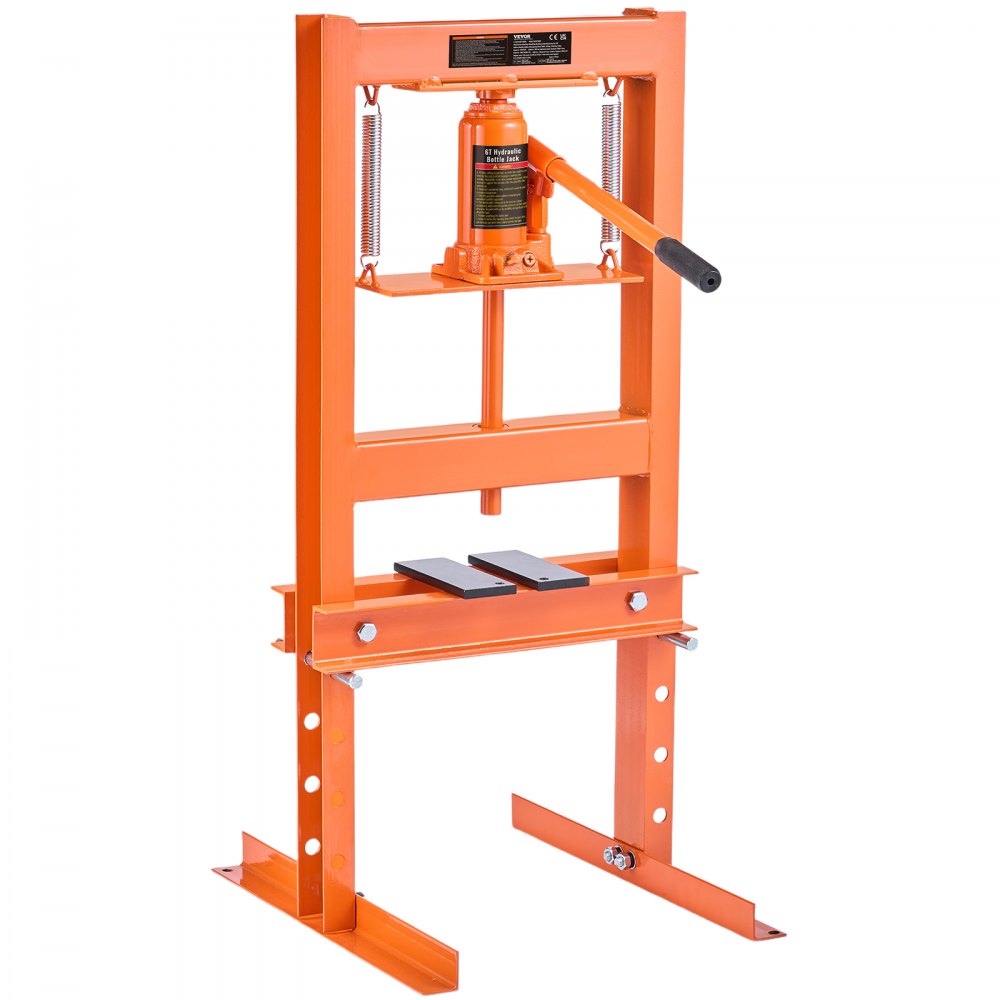 AMITOOLS Hydraulic Shop Press, 6 Ton H-Frame Hydraulic Garage/Shop Floor Press, Adjustable Shop Press with Press Plates, Heavy Duty Hydraulic Press for Garage, Shop, Workshop