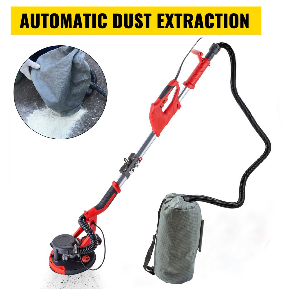 AMITOOLS Drywall Sander 850W Electric, Electric Sander Variable Speed 800-1750RPM, Drywall Sander Foldable Sheetrock Sander, with Telescope Handle, Vacuum Bag Drywall Sanders 6 Sand Pads