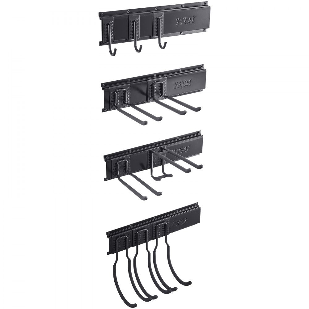 AMITOOLS Garage Tool Organizer, 600 lbs Max Load Capacity, Wall Mount Yard Garden Storage Rack Organization Heavy Duty with 10 Adjustable Hooks and 4 Rails, for Garden Tools, Shovels, Trimmers, and Hoses