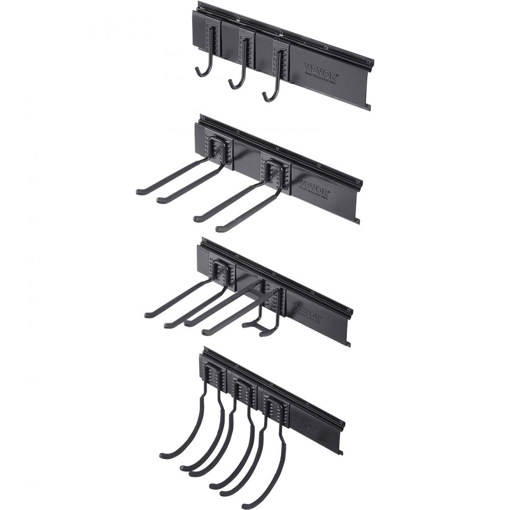 AMITOOLS Garage Tool Organizer, 600 lbs Max Load Capacity, Wall Mount Yard Garden Storage Rack Organization Heavy Duty with 10 Adjustable Hooks and 4 Rails, for Garden Tools, Shovels, Trimmers, and Hoses